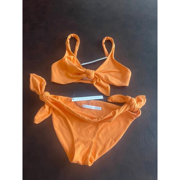 NWT Susana Monaco tie bikini set in nectarine orange size small - Picture 5 of 9